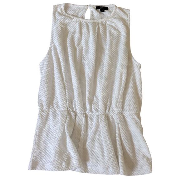 J. Crew White Textured Peplum Blouse Top - Picture 1 of 4